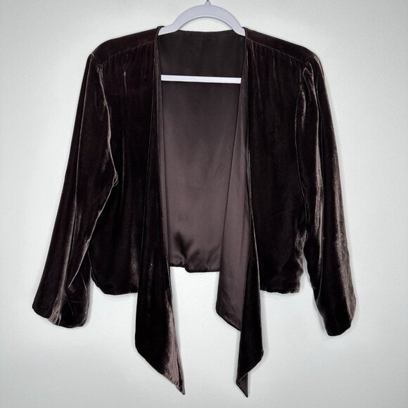Chocolate Brown Cardigan Velvet Topper Size XL Satin Reversible - Picture 1 of 11